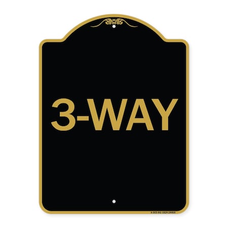 Signmission Designer Series Sign-3-Way, Black & Gold Aluminum Architectural Sign, 18" x 24", BG-1824-24408 A-DES-BG-1824-24408